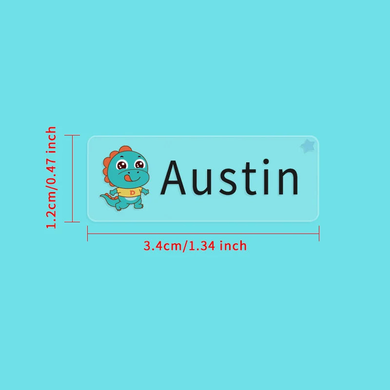 Custom Transparent Waterproof Animal Name Labels - Multilingual Stickers for Kids School Supplies & Backpacks (Hebrew/Spanish)