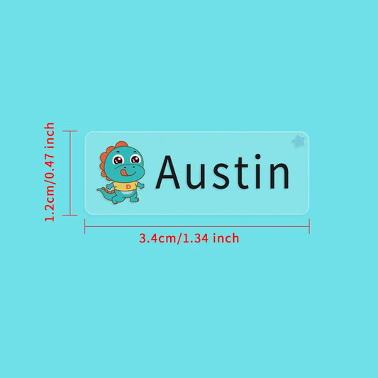 Custom Transparent Waterproof Animal Name Labels - Multilingual Stickers for Kids School Supplies & Backpacks (Hebrew/Spanish)