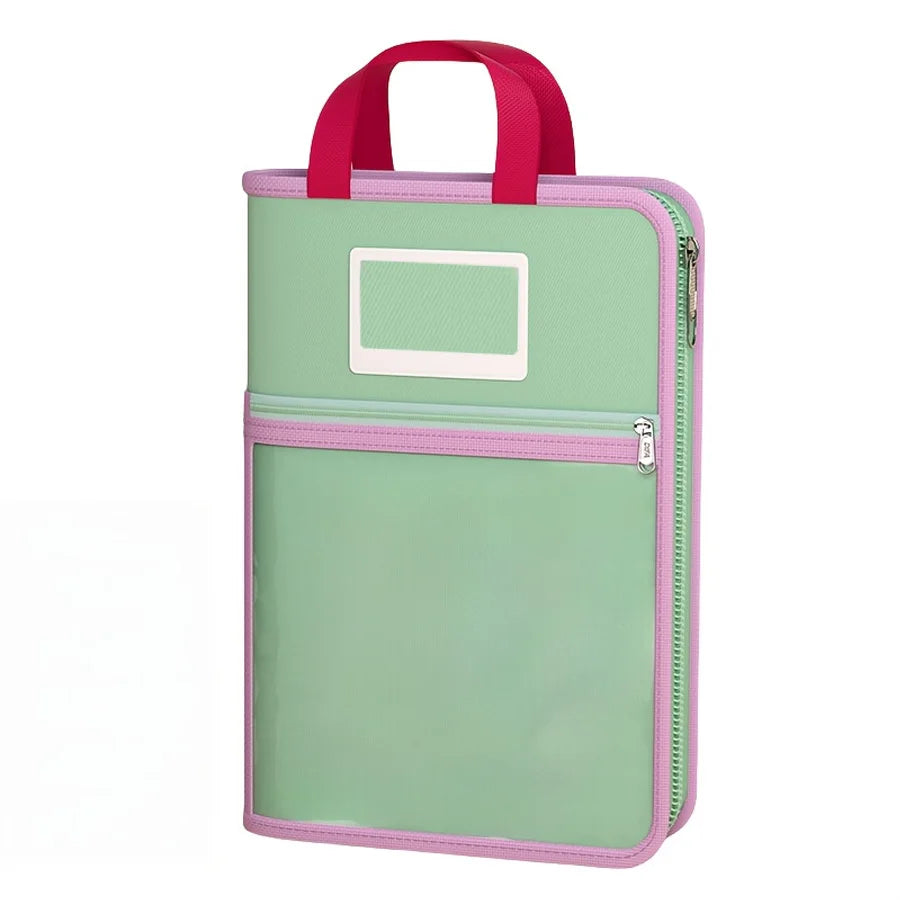 L-shaped A4 file bag, large opening mesh stationery storage bag, large-capacity transparent file bag, school supplies