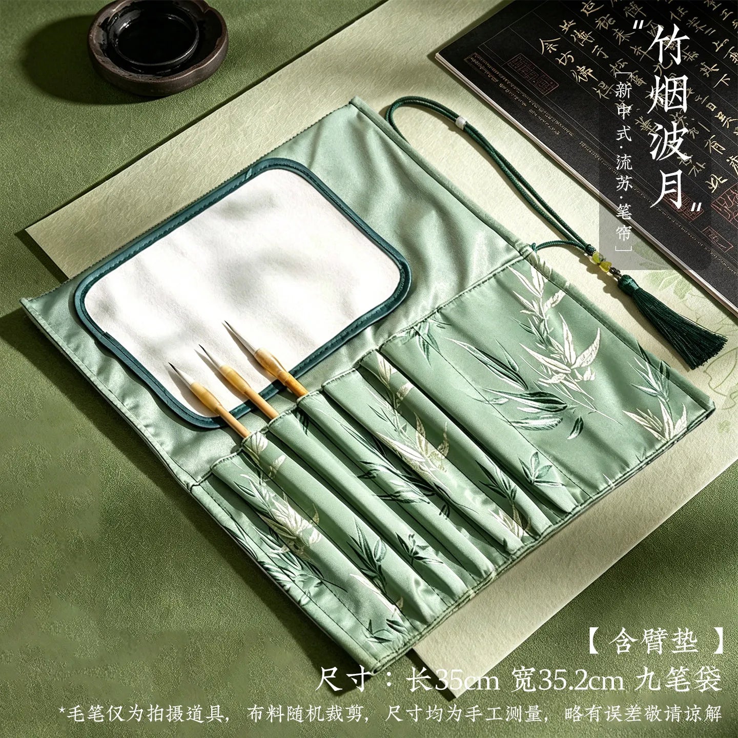 ✨Vintage Bamboo Roll Up Pencil Bag Chinese Calligraphy Brush Holder Wrap Retro Style Pencil Roll for Artists and School Supplies
