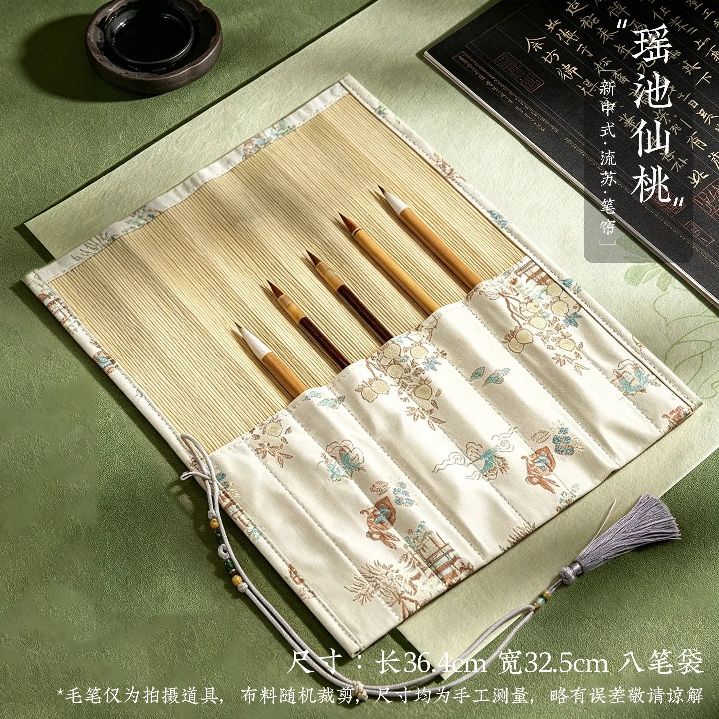 ✨Vintage Bamboo Roll Up Pencil Bag Chinese Calligraphy Brush Holder Wrap Retro Style Pencil Roll for Artists and School Supplies