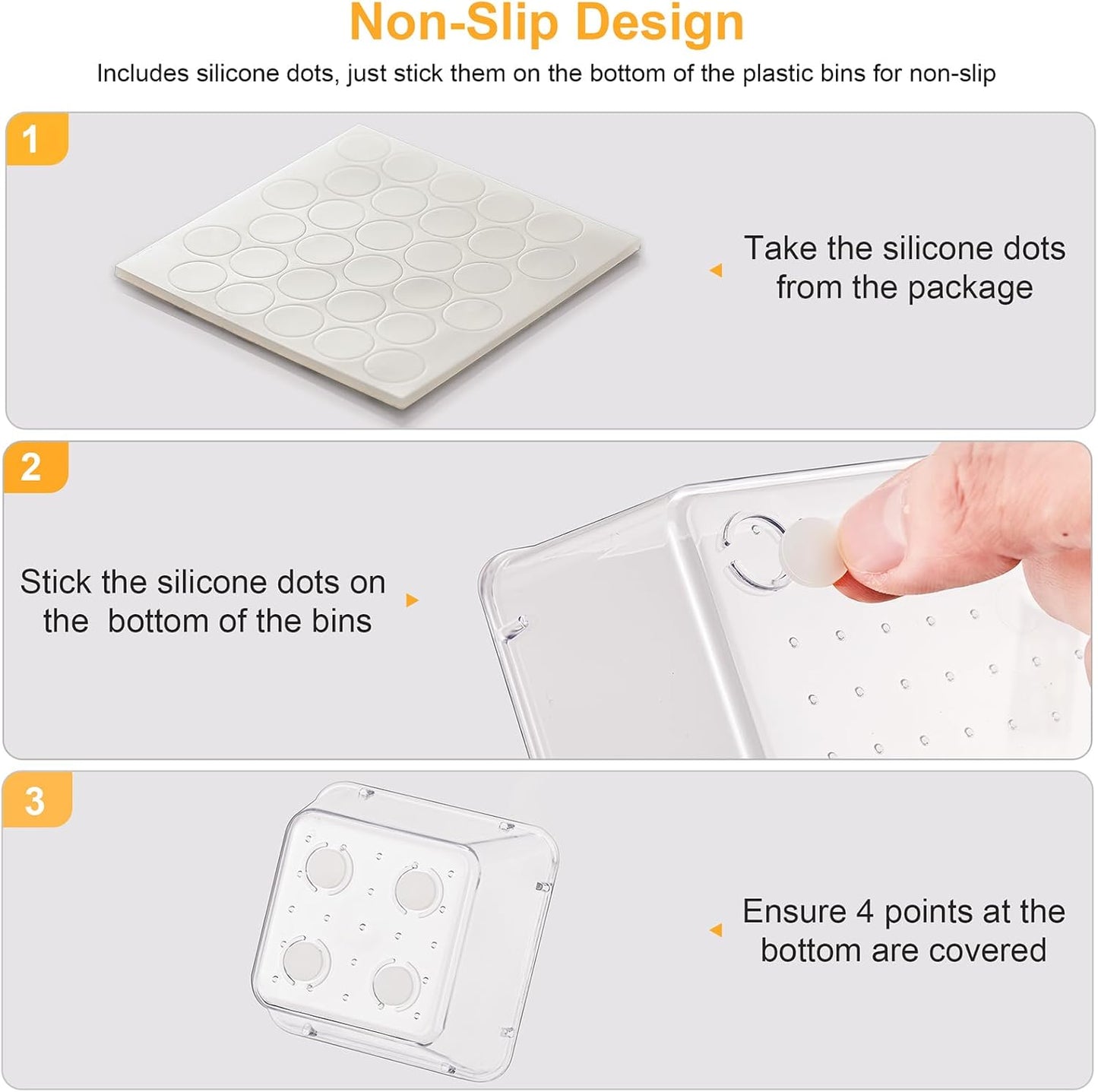 13-Piece Drawer Organizers with Non-Slip Silicone Pads, 5-Size Desk Bathroom Drawer Organizer Trays Storage Tray for Makeup, Jewelries, Utensils in Bedroom Dresser, Office and Kitchen, Clear