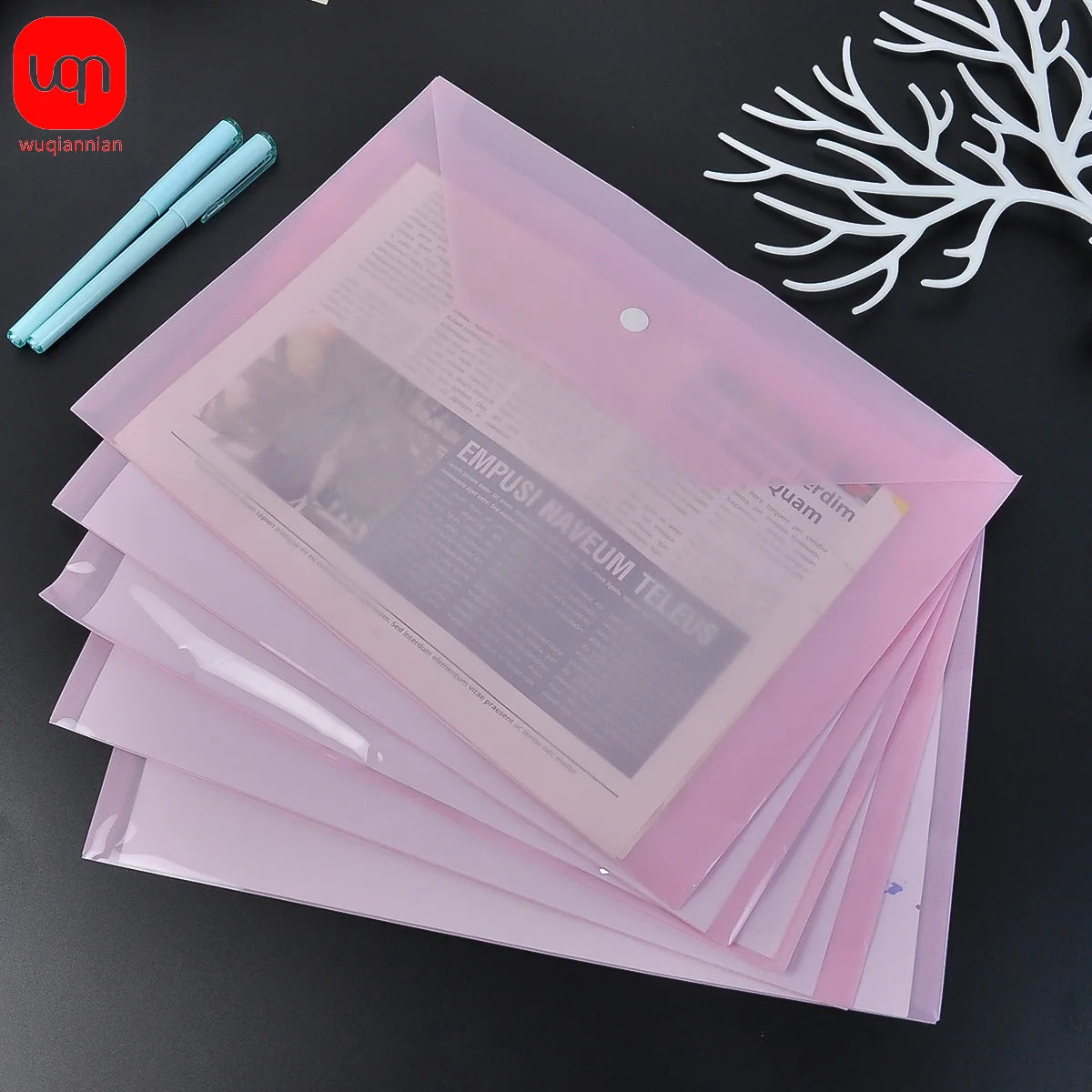 A4 Transparent File Bag Folder Plastic Envelopes Clear File Folders Document Organizers With Snap Button School Office Supplies