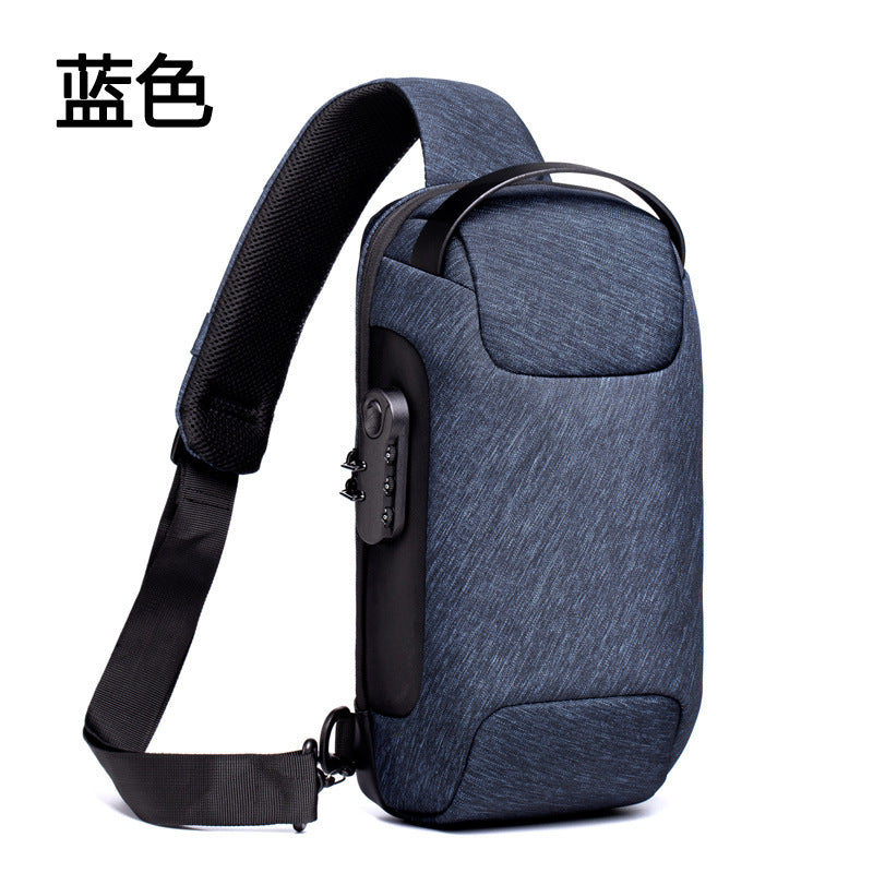 Waterproof USB Anti-theft Bag Men Oxford Crossbody Shoulder Bag Sling Multifunction Short Travel Messenger Chest Pack
