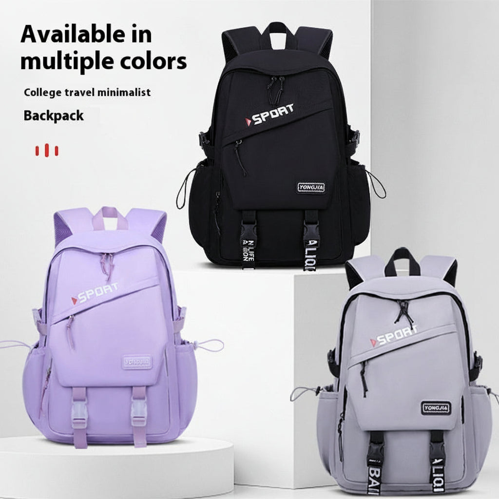 Sport School Backpack for Girls – Large Capacity, Waterproof Oxford Cloth (Black, Gray, Purple)