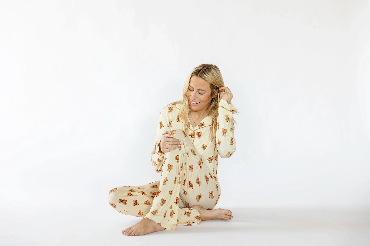 Teddy Bear Adult Button Down Long Sleeve Pajama Top
