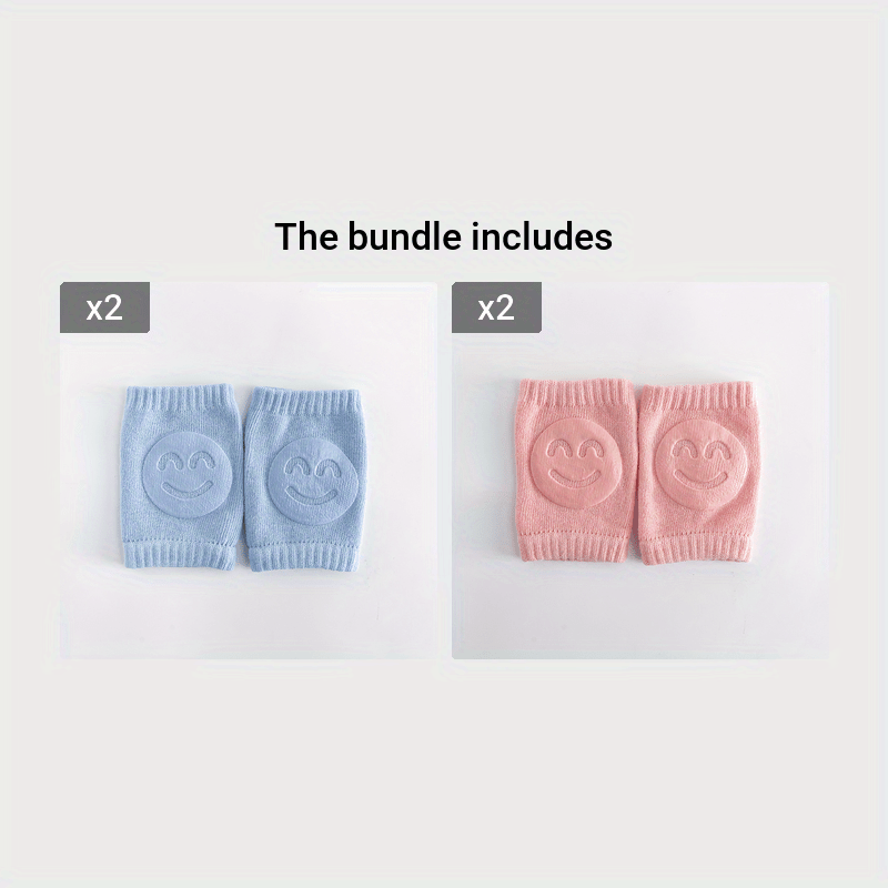 Toddler Knee & ElbOW Guards - Soft Pastel (Pink, Green, Blue, Beige, Yellow) with joyful Face Design - Non-Toxic, Protection for Crawling, Walking, Playground - Ideal for Babies & Kids 0-1 Years Old - Easy to Wear Everyday Kn