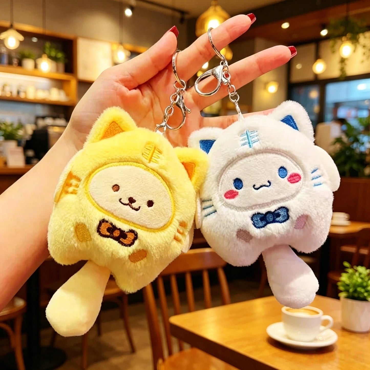 SANRIO Plush Keychain Hello Kitty MyMelody Kuromi Cinnamoroll Cartoon Animal Stuffed School Bag Pendant Backpack Decoration Doll