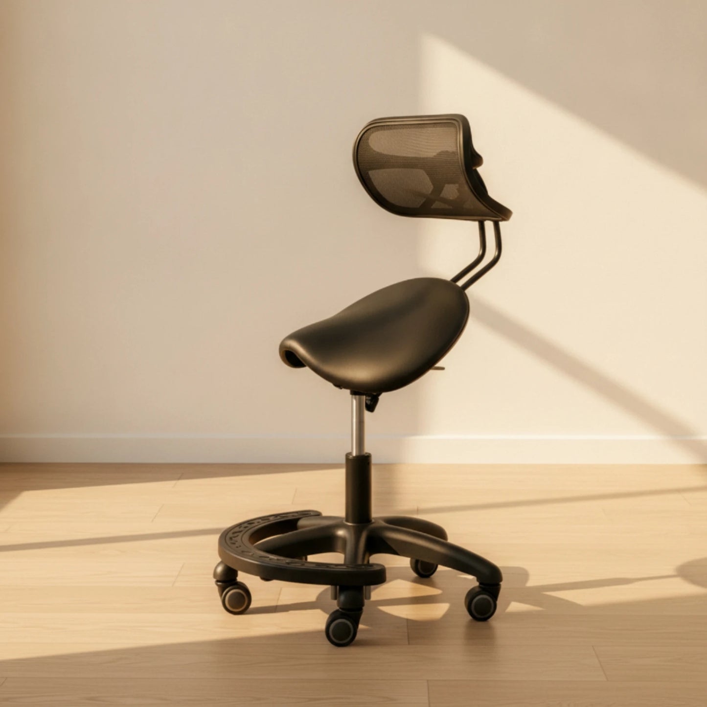 Saddle Stool with Wheels Ergonomic Stool with Backrest Saddle Chair Heavy-Duty for Stylists, Salon, Medical Office