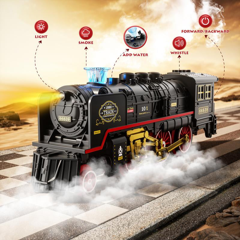 Funwee Train Set for under Christmastree,Electric Train Toy with Smokes,Lights Andsound, Locomotive Train Model Withtrack,Birthday Gifts Ldea for 3 4 5 6 7+ Years Oldtoddler Boys and Girls