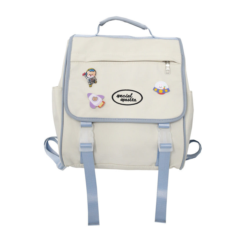 Japanese Style High School Girls Backpack – JK Fashion Nylon Waterproof School Bag (Black, White, Light Blue)