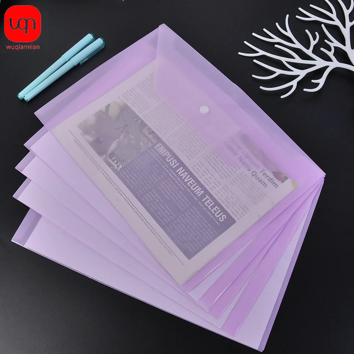 A4 Transparent File Bag Folder Plastic Envelopes Clear File Folders Document Organizers With Snap Button School Office Supplies