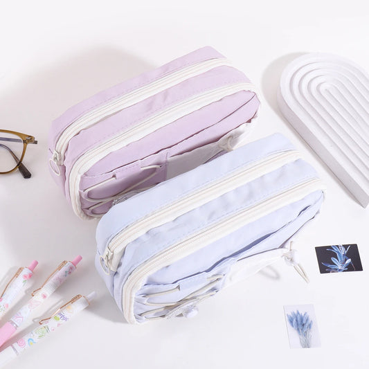 9 Layers Large Capacity Drawstring Pencil Case, Cute Puppy Multi Layer Stationery Storage Bag Portable School Supplies