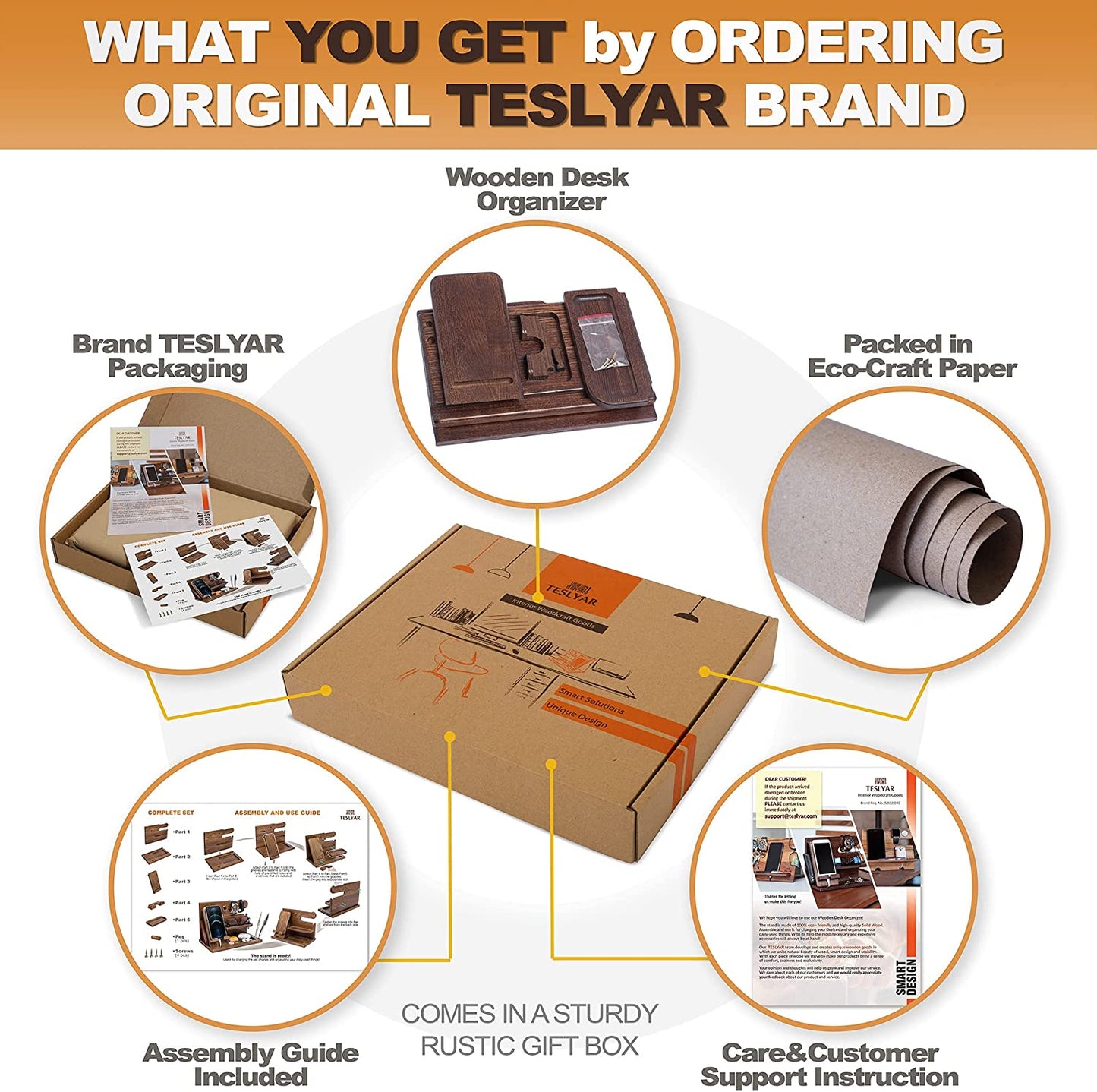 Wood Phone Docking Station - Gifts for Men - Desk or Nightstand Organizer - Birthday Gift for Husband, Dad - Anniversary Idea from Wife - Key Holder, Stand Wallet & Essentials (Bourbon Brown)