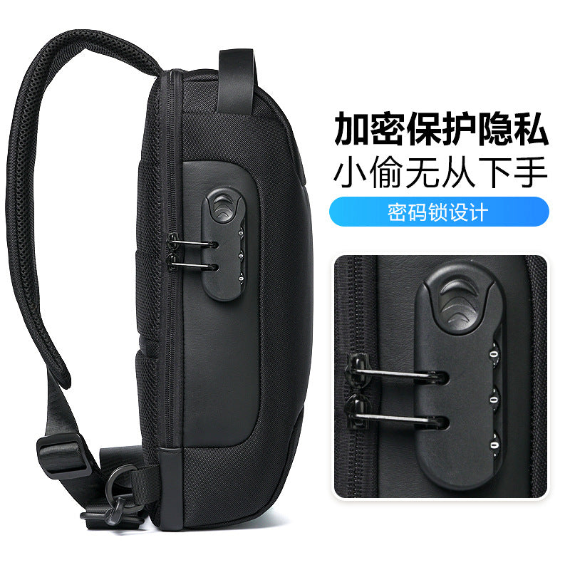 Waterproof USB Anti-theft Bag Men Oxford Crossbody Shoulder Bag Sling Multifunction Short Travel Messenger Chest Pack
