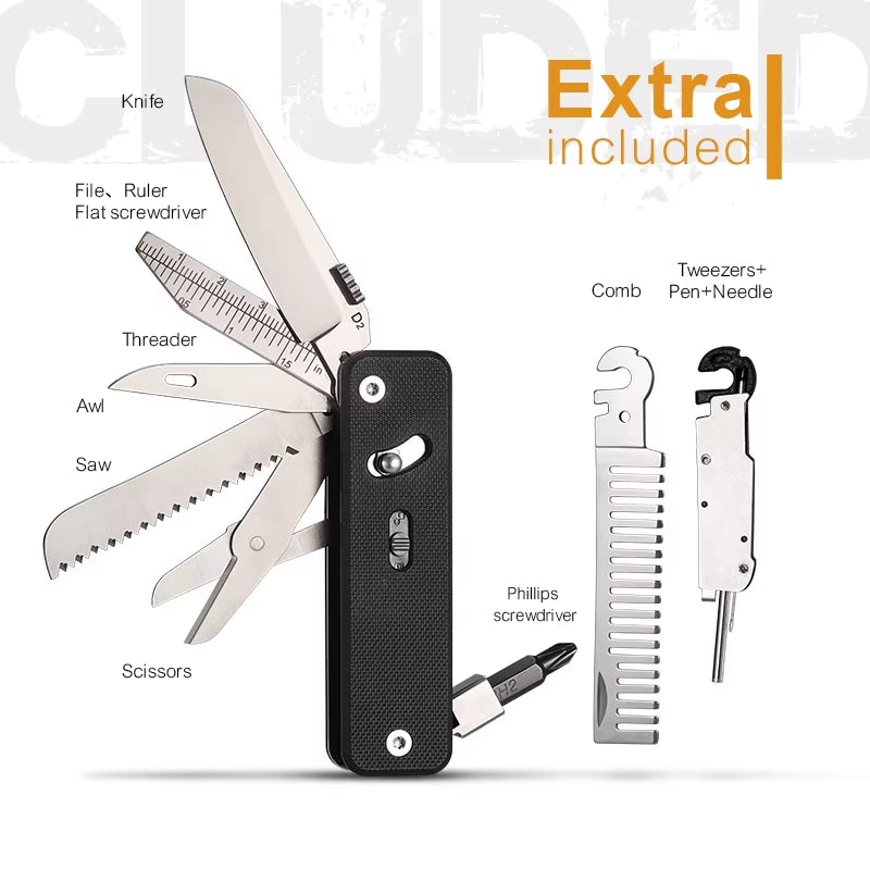 S503G Flex Companion Tool Modular Design and Customizable Pocket Tool, Preinstalled with 8 Essential Tools (1/4" Bit Drive