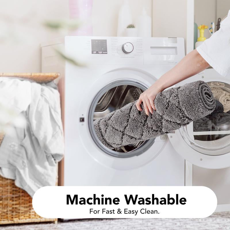 Deconovo Bath Rug (High-Density, Tufted Fibers), Extra Soft and Absorbent Shaggy Bathroom Mat Rugs, Machine Washable, Non-Slip Plush Carpet Runner for Tub, Shower and Bath Room, Suitable for Pet Mat