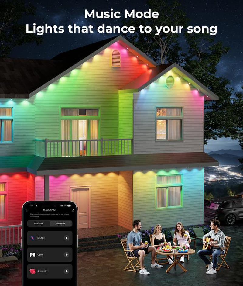 [Christmas Decoration]100Ft Smart Permanent Outdoor Lights Pro, RGBWW and 60LM Triple-Led Lights, Outdoor Decorations with 79 Scene Modes, IP67 Waterproof Work with Alexa, Google Assistant, White