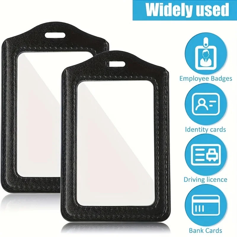 Black zipper badge lanyard - Durable synthetic leather, perfect for work permits, ID badges, office supplies,school supplies