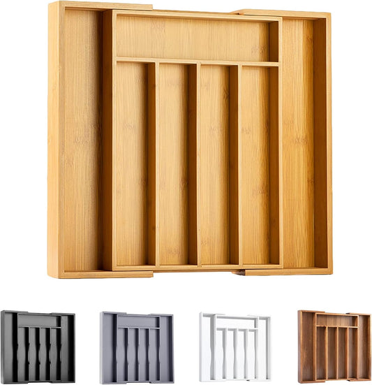 Silverware Organizer Kitchen Drawer Organizer Expandable Bamboo Utensil Holder Cutlery Tray for Kitchen Utensil and Flatware Bedroom Office