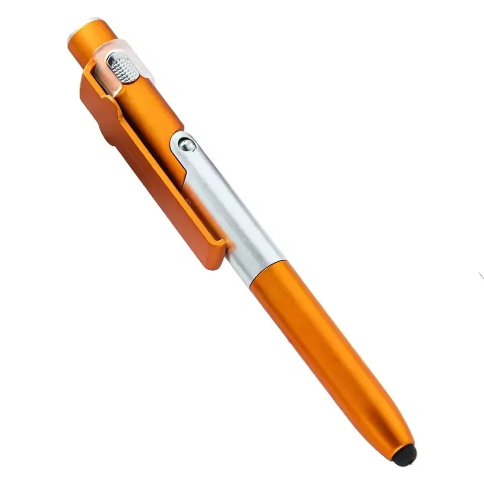4-in-1 Multifunctional Folding Phone Holder Ballpoint Pen Built-in Night Light Portable Writing Stationery Multi Tool Supplies