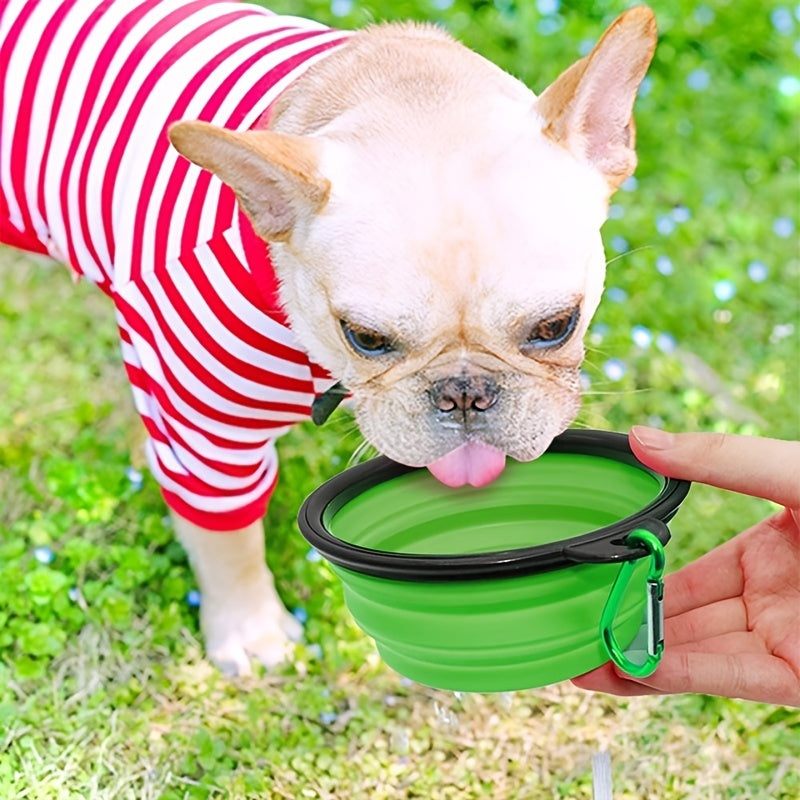 [Foldable Pet Bowl] Portable Foldable 350ml TPR Pet Bowl with Black Frame | Dog Food Dish for Outdoors