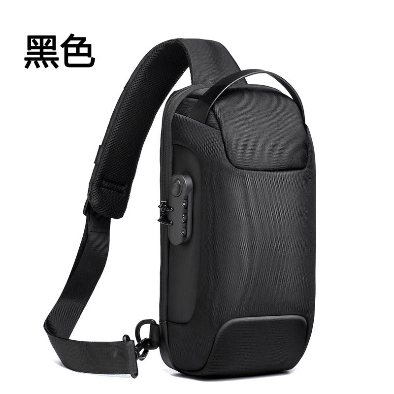 Waterproof USB Anti-theft Bag Men Oxford Crossbody Shoulder Bag Sling Multifunction Short Travel Messenger Chest Pack
