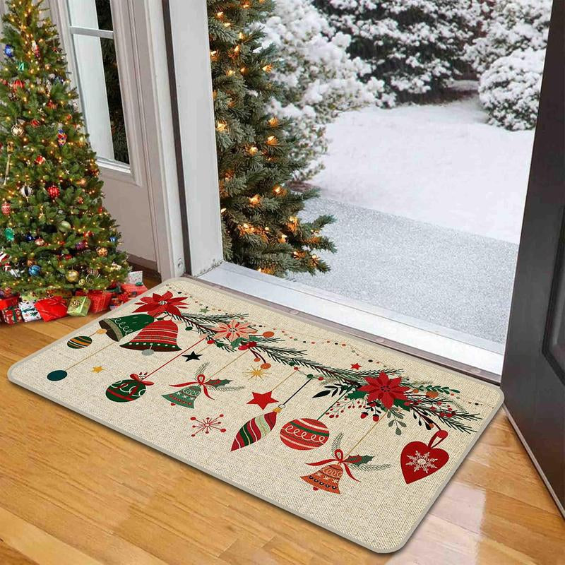 2 Counts Christmas Kitchen Mats Floral Area Rug Set of 2, Soft Low Profile Non-Slip Pads, Perfect for Home Decor, Holiday Gift Ideas, Office Use