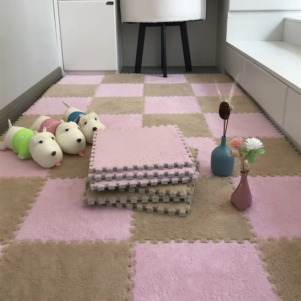 Soft Plush Children'S Mat Baby Toys Eva Foam Puzzle Carpet Warm Children Play Mats Interlocking Rugs Infant Carpet 30*30*1Cm