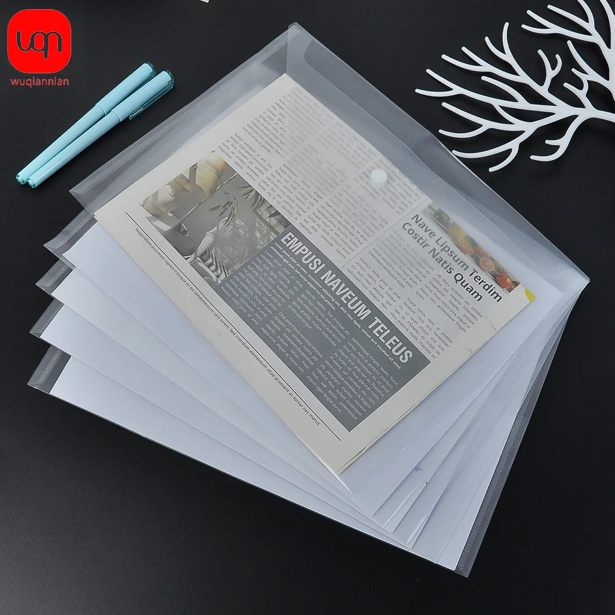 A4 Transparent File Bag Folder Plastic Envelopes Clear File Folders Document Organizers With Snap Button School Office Supplies