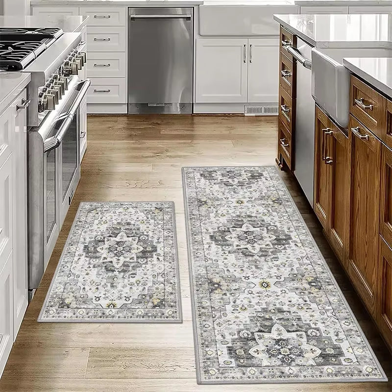 1/2PCS Bohemian Kitchen Floor Mats Anti-Slip Washable Bathroom Bathroom Door Mats Hallway Aisle Floor Mats Home Decoration
