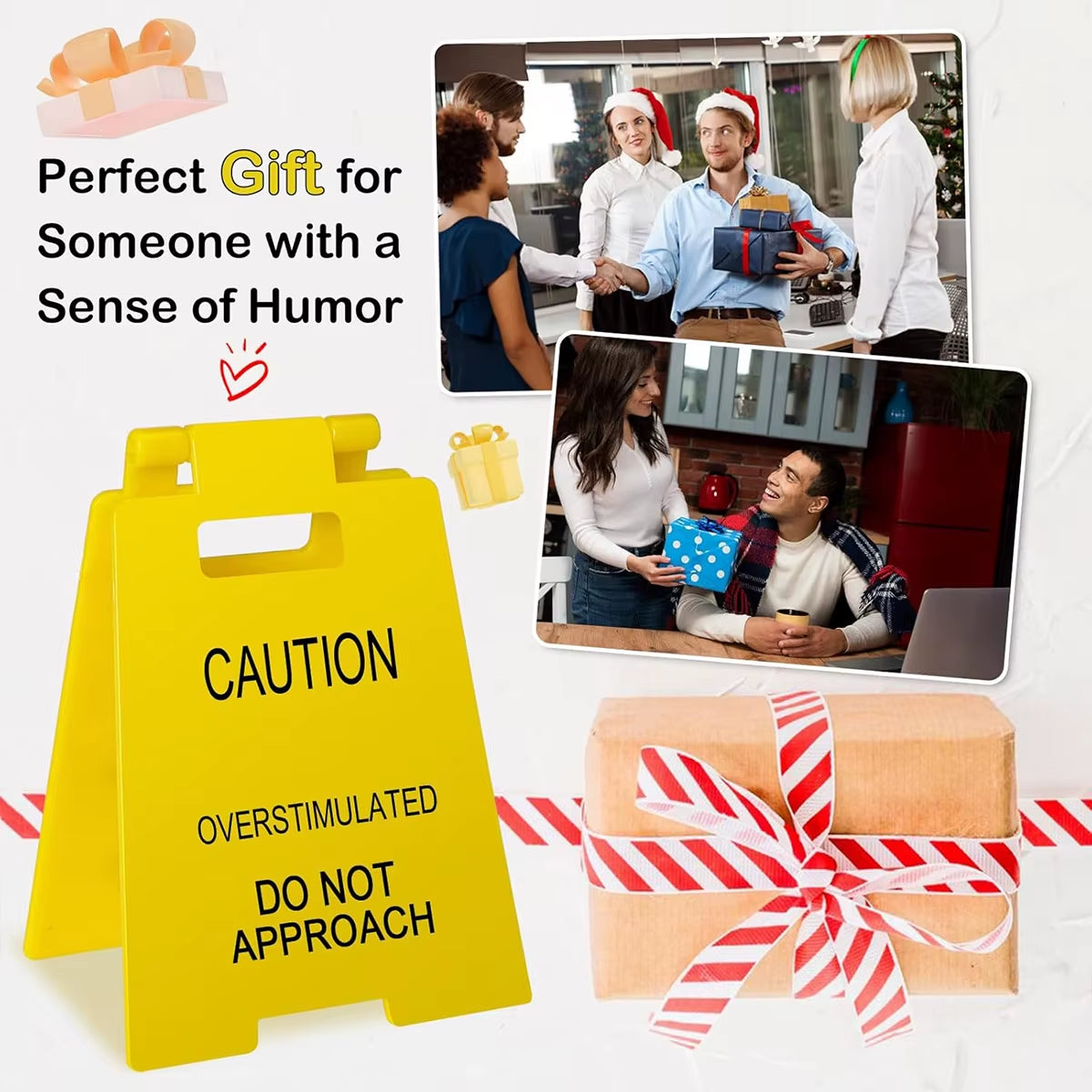 1 PCS Caution Overstimulated Desk Sign - Funny Office Desk Warning Signs for Colleagues, Employees, and Bosses, Office Decor