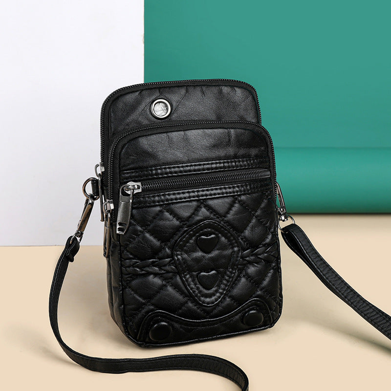 Quilted PU Crossbody Shoulder Bag for Women – Mini Zip Purse in 4 Colours