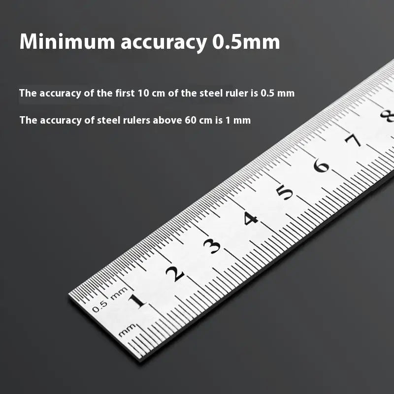 Metal Straight Ruler 15-100cm Stainless Steel Ruler Stationery Drafting Supplies Hand Tool Precision Double Sided Measuring Tool