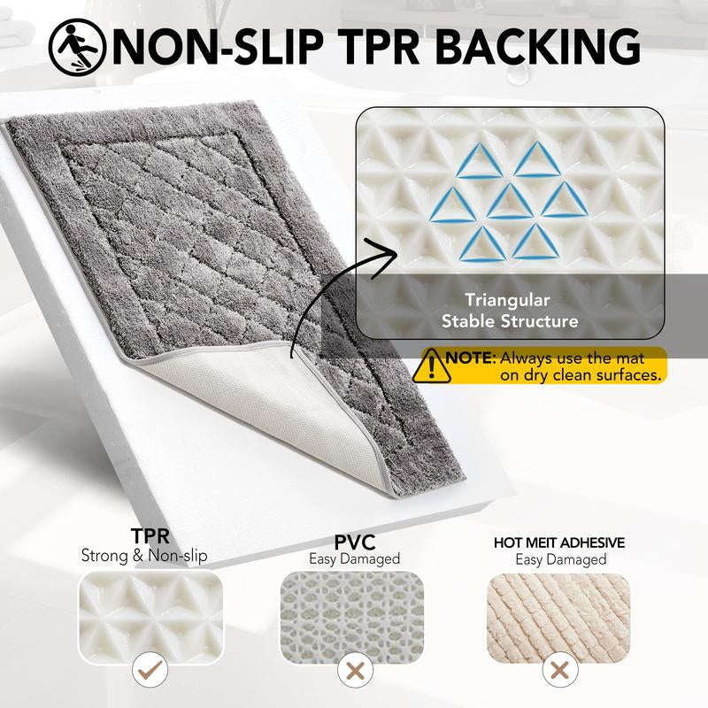 Deconovo Bath Rug (High-Density, Tufted Fibers), Extra Soft and Absorbent Shaggy Bathroom Mat Rugs, Machine Washable, Non-Slip Plush Carpet Runner for Tub, Shower and Bath Room, Suitable for Pet Mat