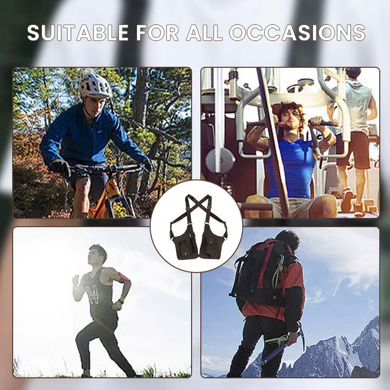 Double Shoulder Strap Multi-Pocket Outdoor Anti-Theft Tactical Fishing Bag Waterproof PU Multi-Purpose Men'S Crossbody Bags