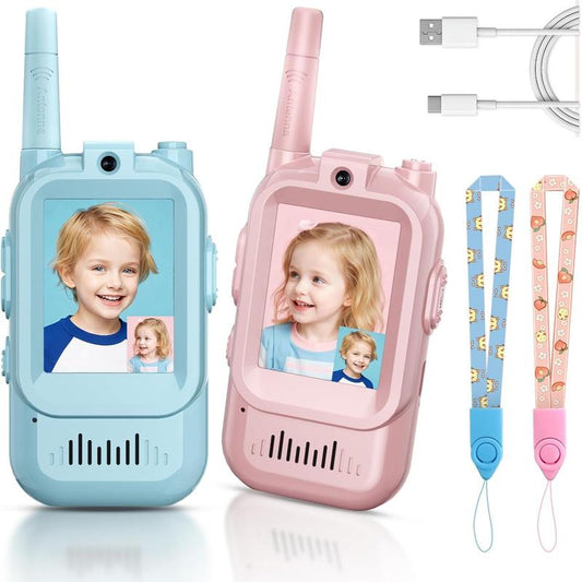 Kids Video Walkie Talkies Toys 2 Pack Long Range Communication with Camera Ideal for 3-12 Year Olds Colorful Audio for Outdoor Indoor Play Holiday Christmas Gifts