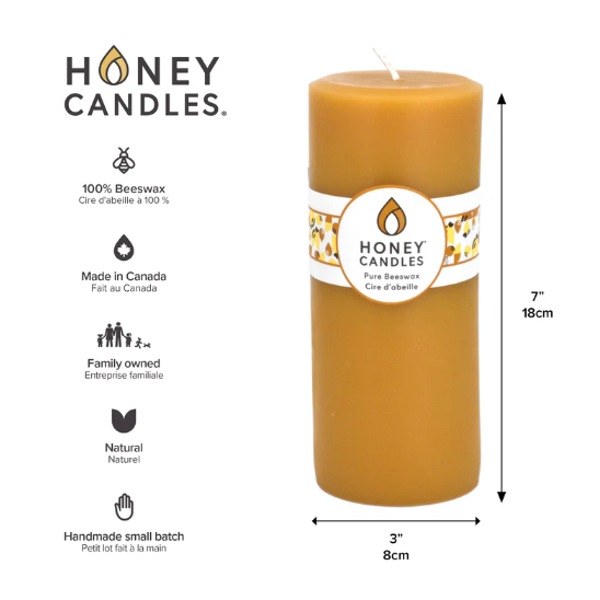 3 Day - 100% Pure Bees Wax Candle - Made in Canada