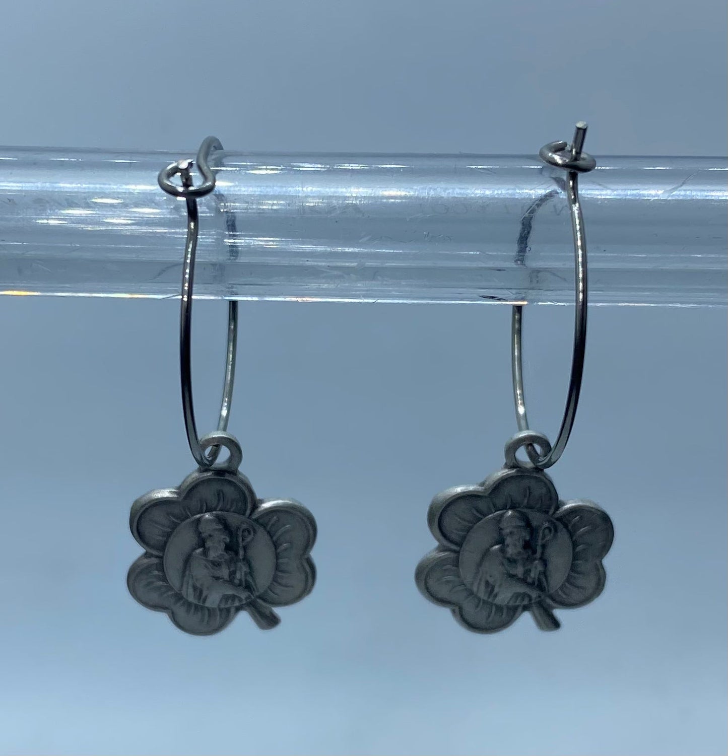 Clover Shaped St. Patrick Medal Earrings