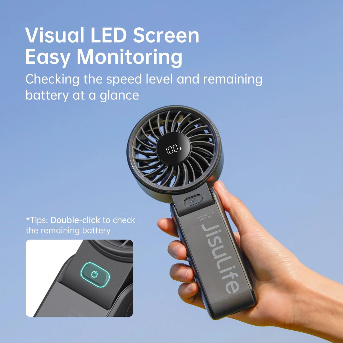 JISULIFE Portable Handheld Fan with LED Display,5 Speeds,5000mAh,150°Folded,3 - IN - 1 Hand/Desk/Neck Multifunction Personal Fan - Regalo ShopJISULIFE Official Store1200004117227023914:4965000mAh White;200007763:2013361005000mAh WhiteCHINAJISULIFE Portable Handheld Fan with LED Display,5 Speeds,5000mAh,150°Folded,3 - IN - 1 Hand/Desk/Neck Multifunction Personal Fan