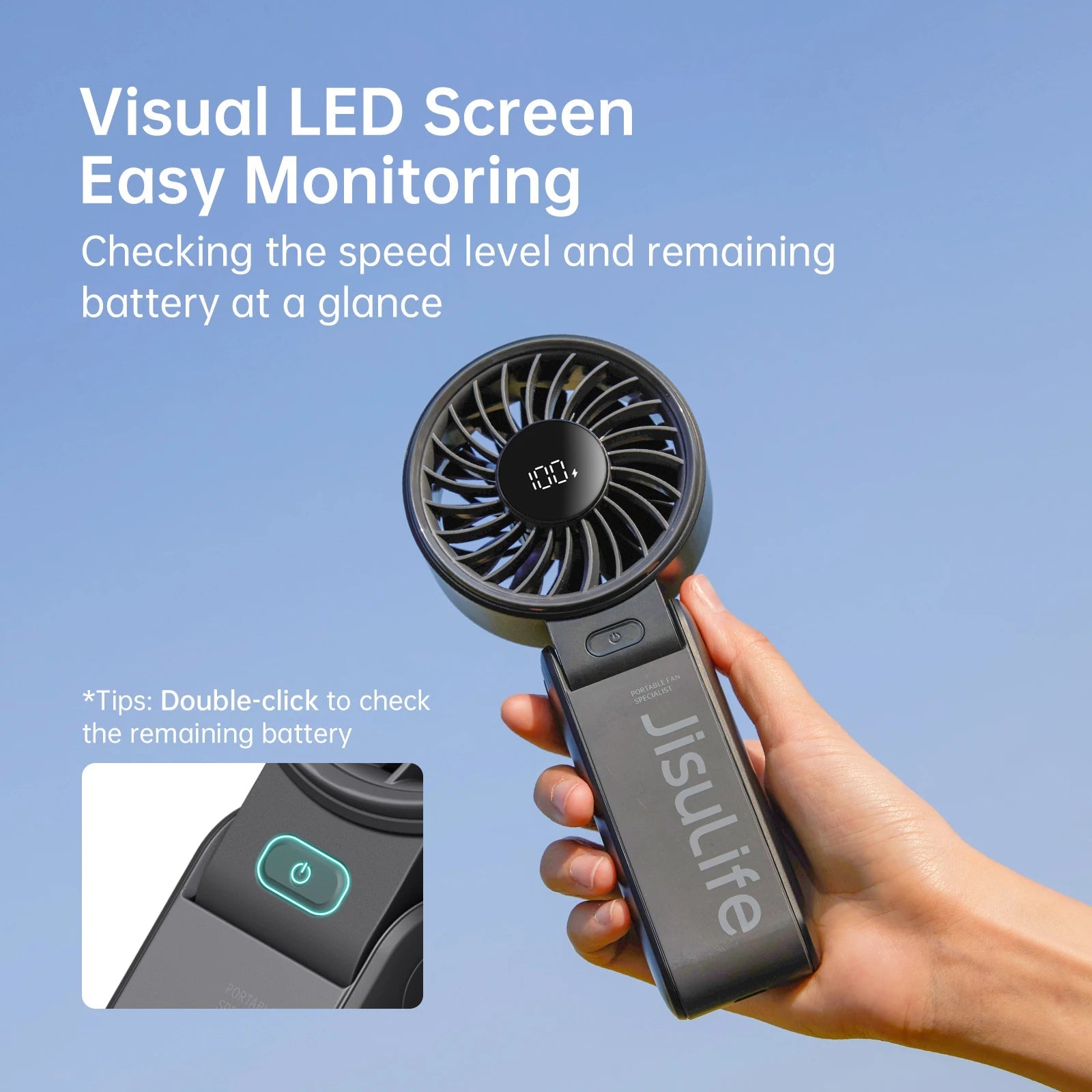 JISULIFE Portable Handheld Fan with LED Display,5 Speeds,5000mAh,150°Folded,3 - IN - 1 Hand/Desk/Neck Multifunction Personal Fan - Regalo ShopJISULIFE Official Store1200004117227023914:4965000mAh White;200007763:2013361005000mAh WhiteCHINAJISULIFE Portable Handheld Fan with LED Display,5 Speeds,5000mAh,150°Folded,3 - IN - 1 Hand/Desk/Neck Multifunction Personal Fan