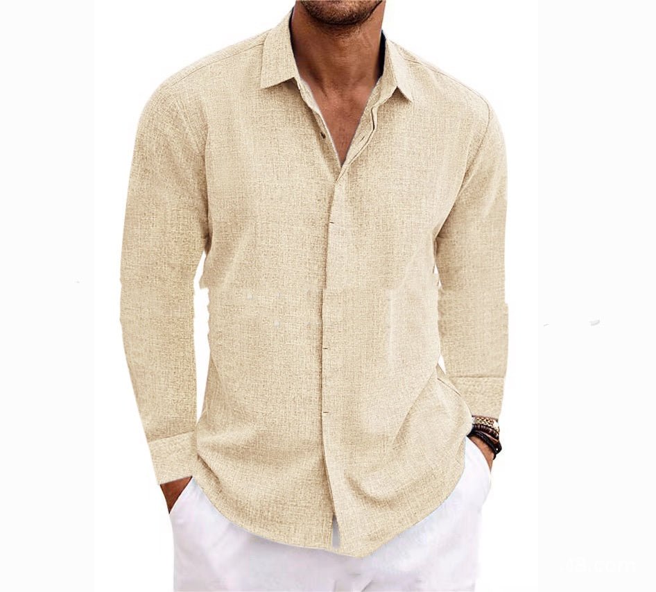 Long Sleeve T-shirt Undershirt Solid Color Long Sleeve Cotton Linen Shirt Men - Regalo ShopShirtCJCJDS204515315OLKhakiLLong Sleeve T-shirt Undershirt Solid Color Long Sleeve Cotton Linen Shirt Men