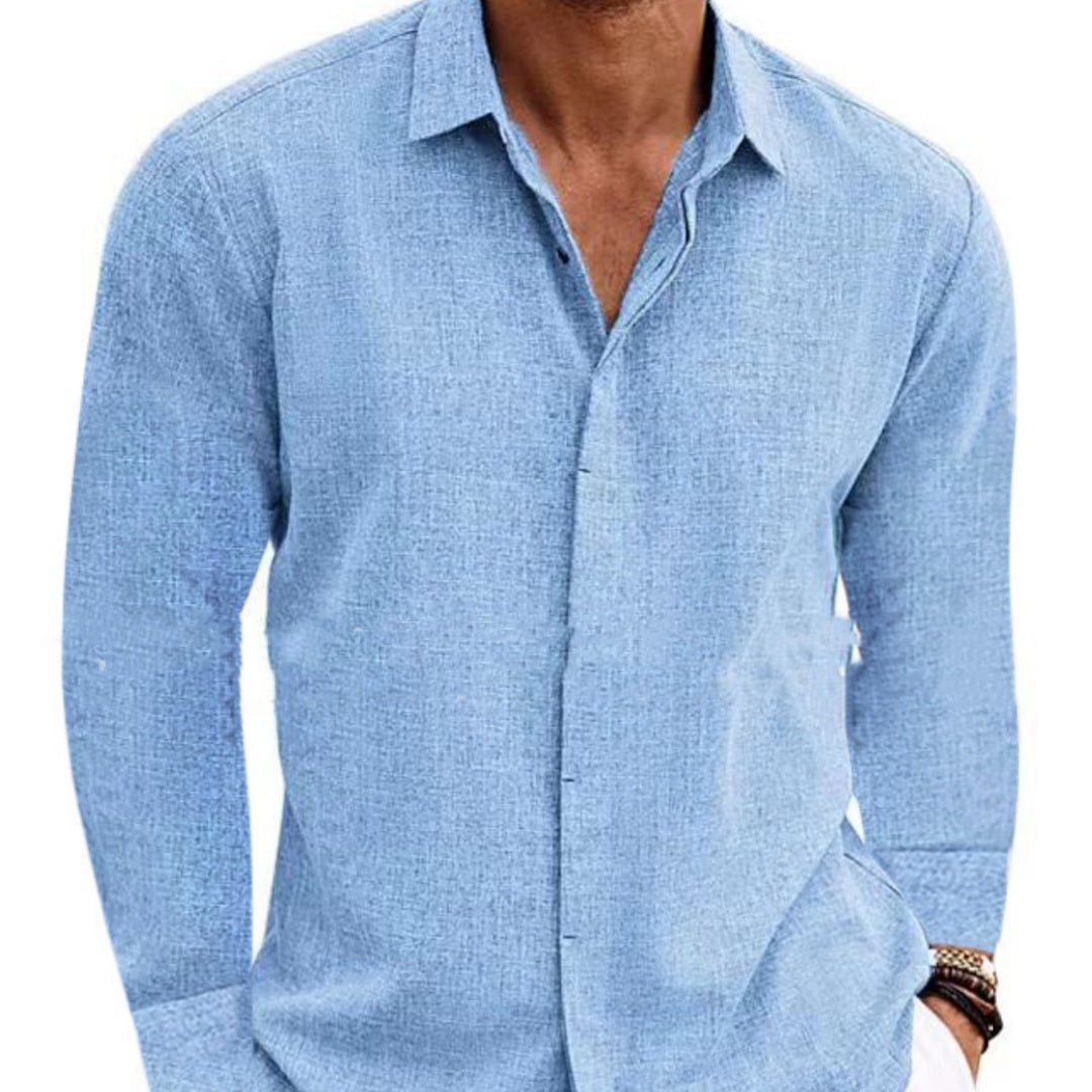 Long Sleeve T-shirt Undershirt Solid Color Long Sleeve Cotton Linen Shirt Men - Regalo ShopShirtCJCJDS204515321UFBlueLLong Sleeve T-shirt Undershirt Solid Color Long Sleeve Cotton Linen Shirt Men