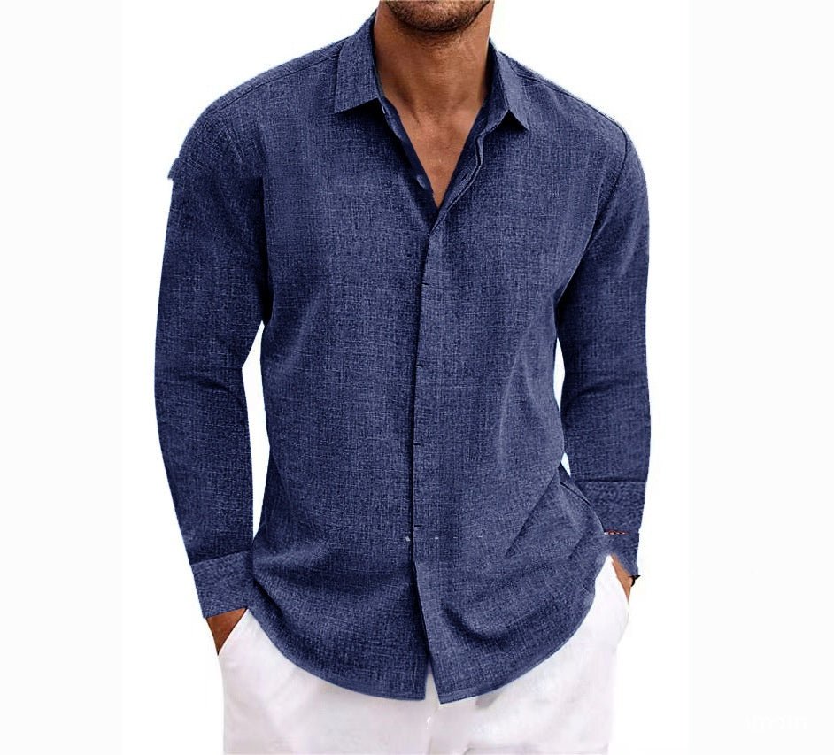 Long Sleeve T-shirt Undershirt Solid Color Long Sleeve Cotton Linen Shirt Men - Regalo ShopShirtCJCJDS204515339MNNavy BlueLLong Sleeve T-shirt Undershirt Solid Color Long Sleeve Cotton Linen Shirt Men