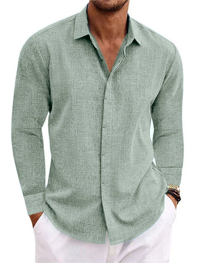 Long Sleeve T-shirt Undershirt Solid Color Long Sleeve Cotton Linen Shirt Men - Regalo ShopShirtCJCJDS204515343QJMatcha colorLLong Sleeve T-shirt Undershirt Solid Color Long Sleeve Cotton Linen Shirt Men
