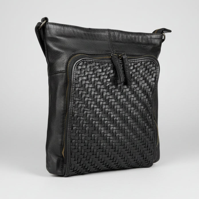 MET Cow Leather Crossbody Bag with Woven Front - Regalo ShopHandbags & PursesBoutique of Leathers/Open Road401661045907BlackMET Cow Leather Crossbody Bag with Woven Front
