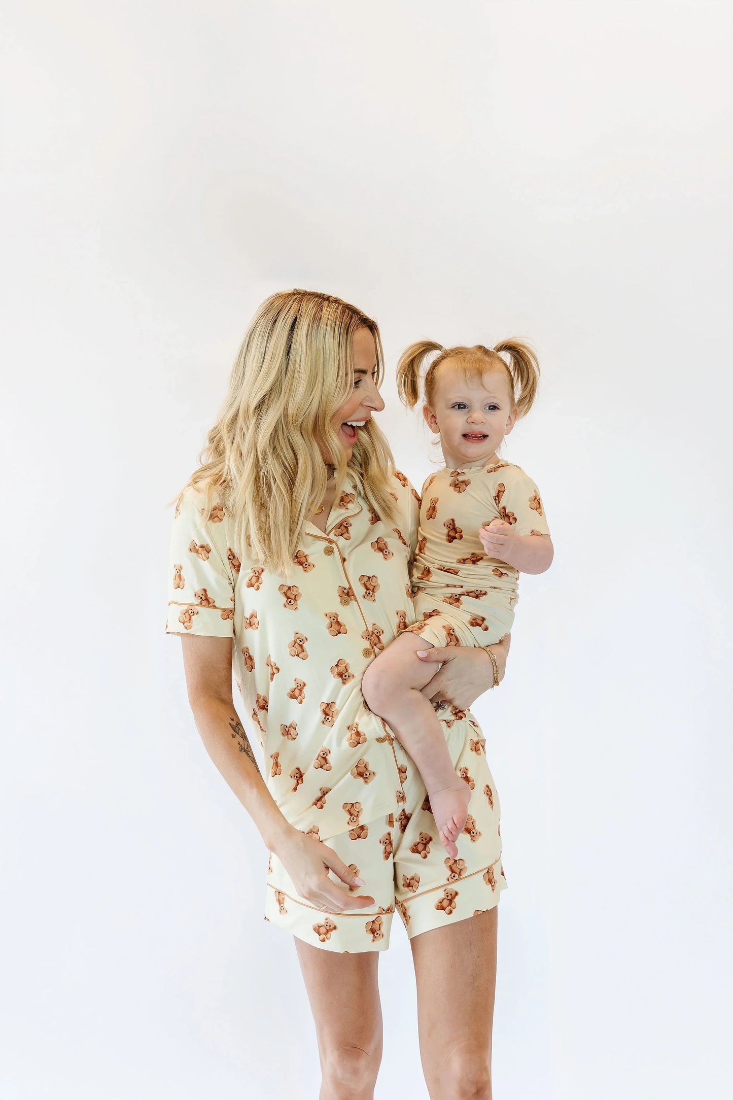 Teddy Bear Adult Button Down Short Sleeve Pajama Top